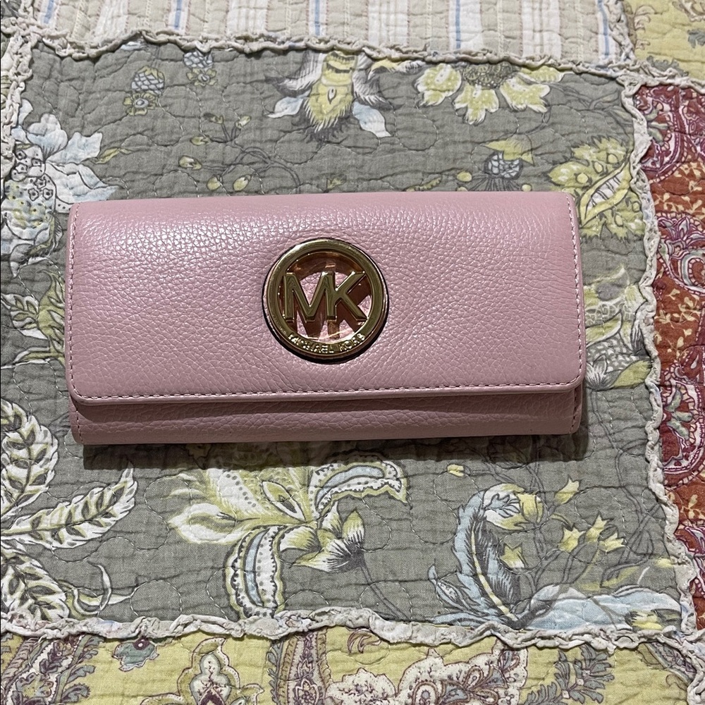 Michael Kors Blush Pink Wallet with Gold Logo